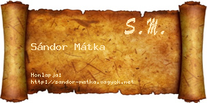 Sándor Mátka névjegykártya